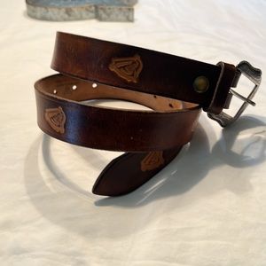 Tooled Leather Belt Made In Ireland Men Brown